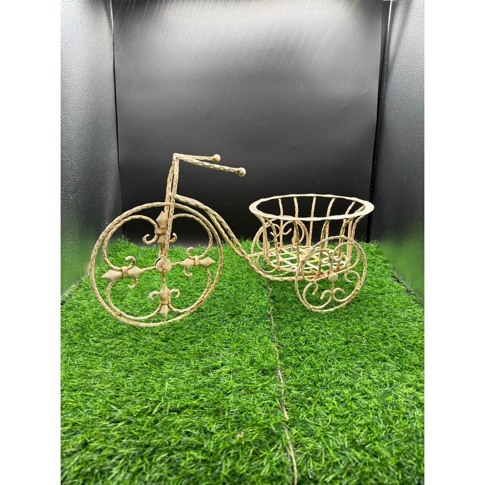 Decorative Ivory Metal Tricycle Planter